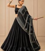 black moonga silk blend navratri lehenga choli