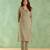 Sage green embroidered chanderi stripe kurta set