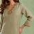 Sage green embroidered chanderi stripe kurta set