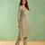 Sage green embroidered chanderi stripe kurta set