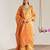 Orange embroidered tissue kurta set