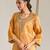 Orange embroidered tissue kurta set