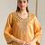 Orange embroidered tissue kurta set