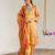 Orange embroidered tissue kurta set