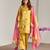 Yellow embroidered tissue kurta set