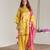 Yellow embroidered tissue kurta set
