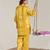 Yellow embroidered tissue kurta set