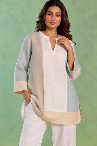 White handloom cotton linen co ord set