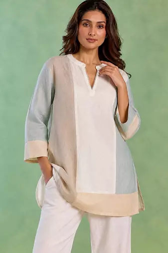 White handloom cotton linen co ord set