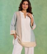 White handloom cotton linen co ord set