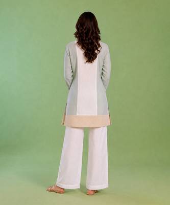 White handloom cotton linen co ord set 3