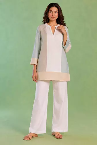 White handloom cotton linen co ord set