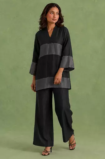 Black woven chanderi co ord set
