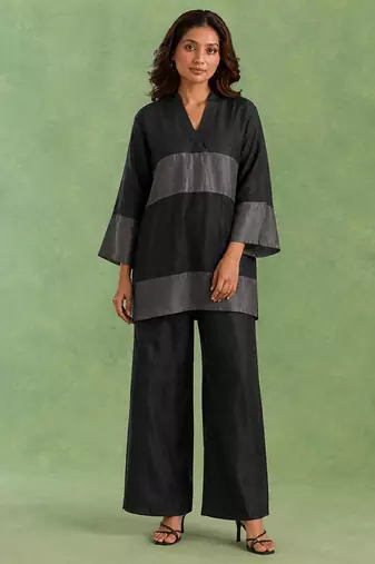 Black woven chanderi co ord set