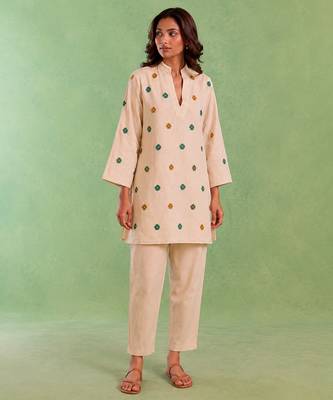 Ivory handloom cotton linen co ord set 1