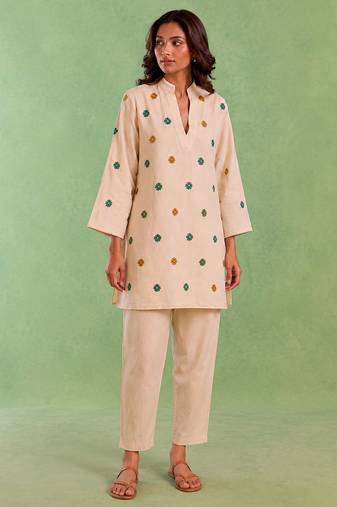 Ivory handloom cotton linen co ord set