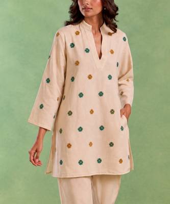 Ivory handloom cotton linen co ord set 3