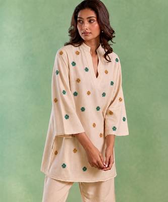Ivory handloom cotton linen co ord set 4