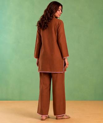 Brown handloom cotton linen co ord set 3