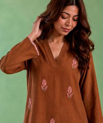 Brown handloom cotton linen co ord set 4