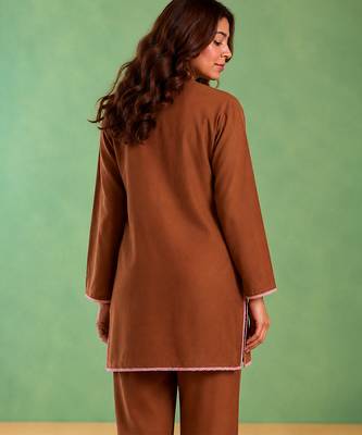 Brown handloom cotton linen co ord set 5