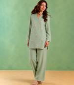 Mint green handloom cotton linen co ord set