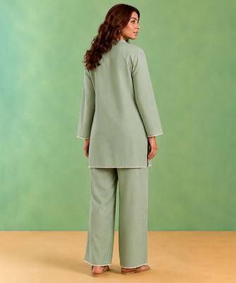 Mint green handloom cotton linen co ord set 2