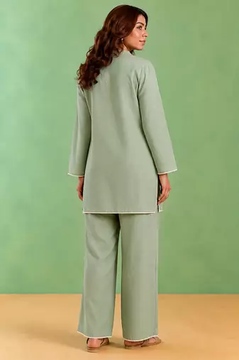Mint green handloom cotton linen co ord set