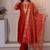 Rust cotton blend kurti pant dupatta set