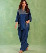 Blue handloom cotton linen co ord set
