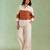 Ivory brown handloom cotton linen co ord set