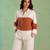 Ivory brown handloom cotton linen co ord set