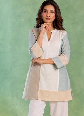 White handloom cotton linen top 1