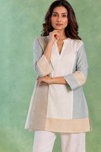 White handloom cotton linen top