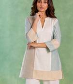 White handloom cotton linen top