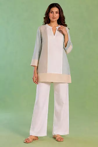 White handloom cotton linen top
