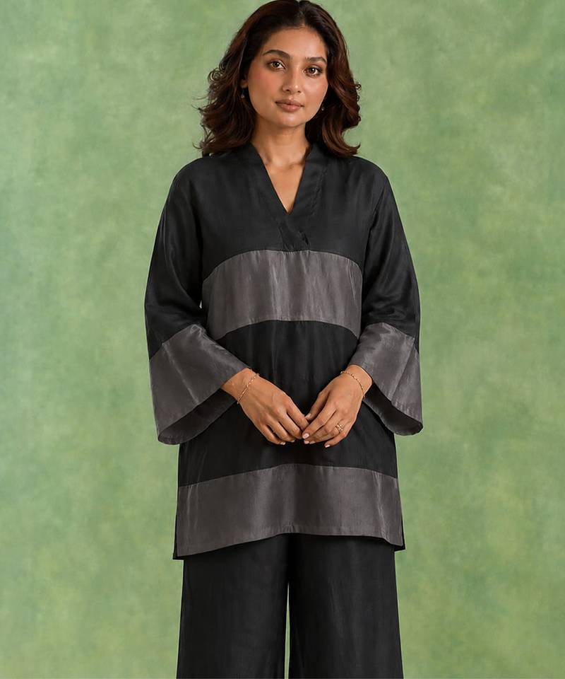 Black chanderi tissue top
