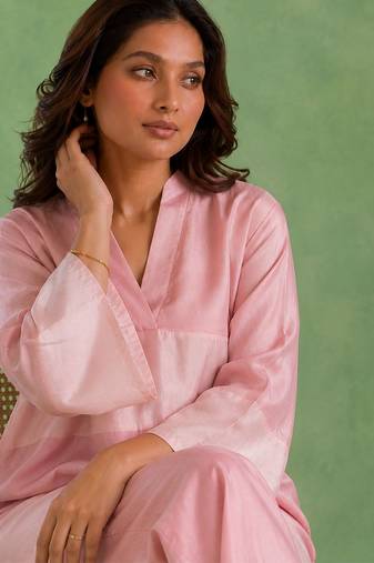 Pink chanderi tissue top