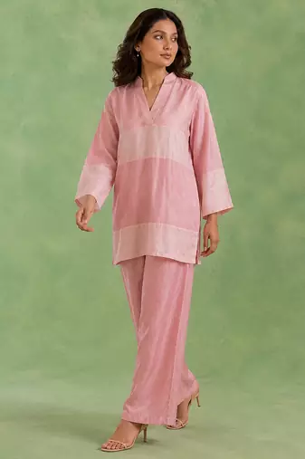 Pink chanderi tissue top