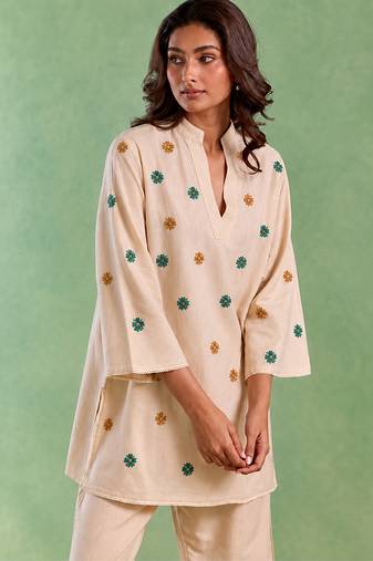 Ivory handloom cotton linen top