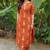 Orange cotton blend kurti pent set