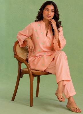 Peach handloom cotton linen top 2