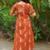 Orange cotton blend kurti pent set