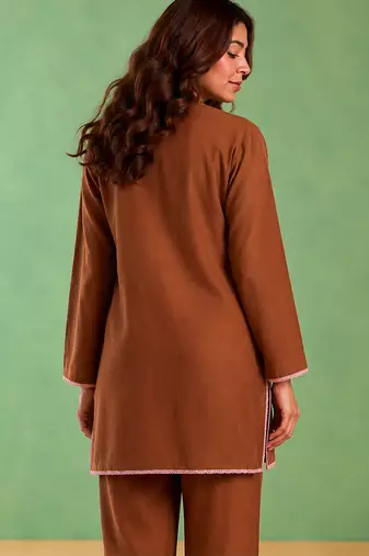 Brown handloom cotton linen top