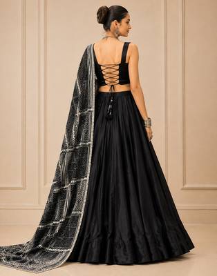 black moonga silk blend navratri lehenga choli 4