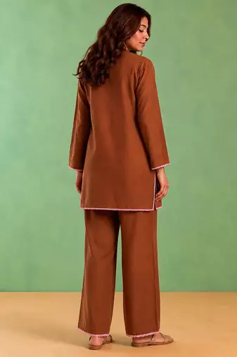 Brown handloom cotton linen top