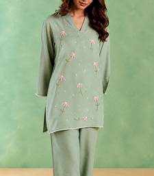 Mint green handloom cotton linen top