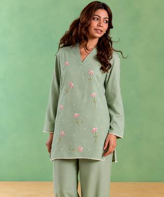 Mint green handloom cotton linen top 1