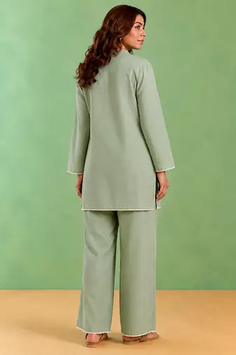 Mint green handloom cotton linen top