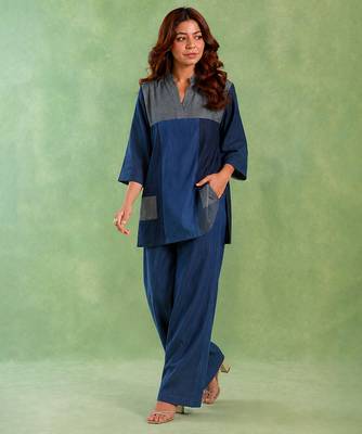 Blue handloom cotton linen top 2